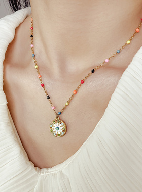 波西米亚风吊坠项链2024新款爆款复古轻奢小众独特高级感锁骨链潮