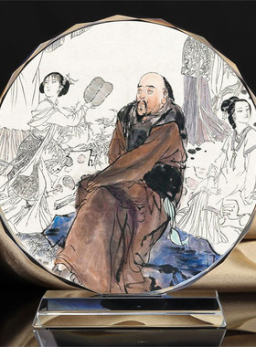 红楼梦画像人偶书房模型水晶摆件