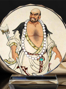 鲁智深画像礼品书房水晶摆件