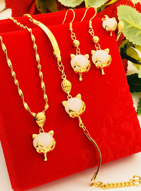 时尚仿宝石项链不掉色假黄金