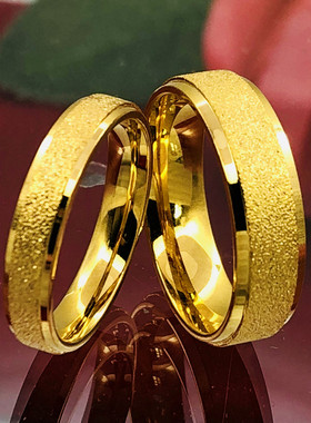 沙金指环情侣磨砂尾戒金店同款