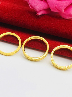情侣百搭碎冰冰爆闪沙金素圈指环