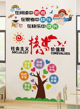 童心向党社会主义核心价值观墙贴文化爱国主题教室墙面装饰幼儿园