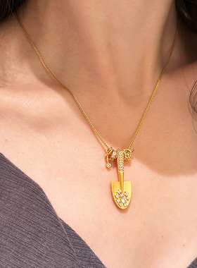 蜜蜂妈手作金铲铲锆石项链