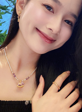 珍珠旋转木马吊坠珍珠项链