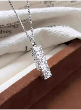 S999碎冰冰四方来财足银项链实心