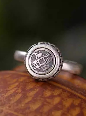 S999足银招财进宝戒指女纯银转运