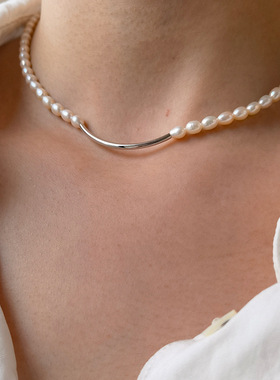 淡水珍珠925银锁骨链女简约气质
