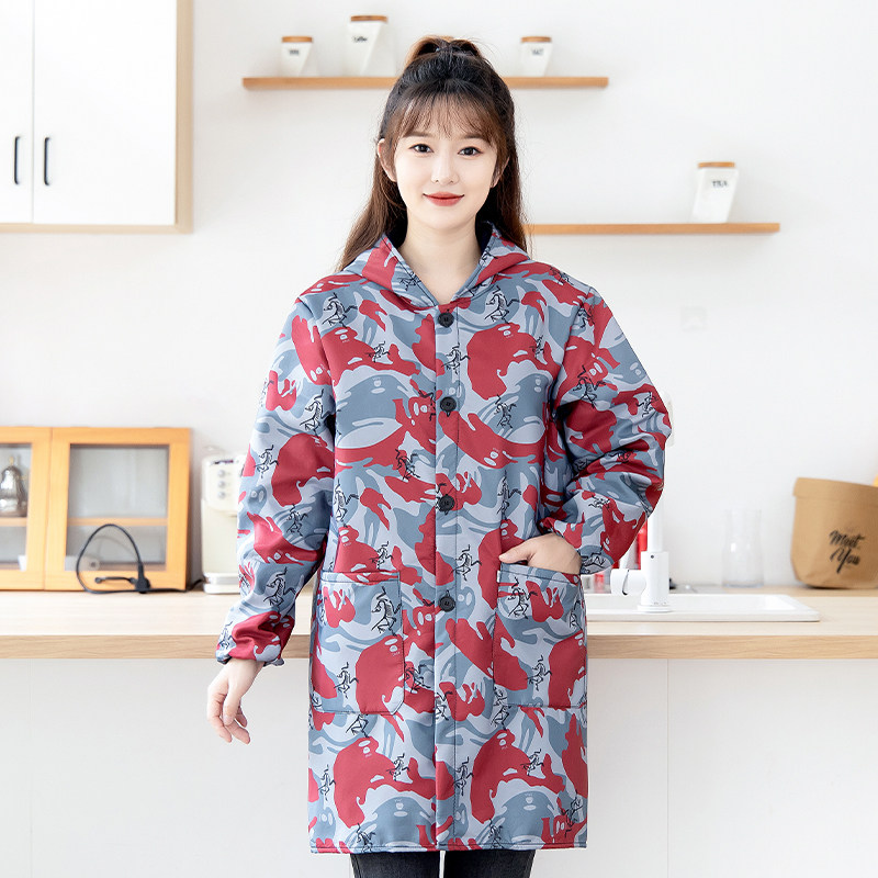 加绒罩衣大人围裙家用厨房做饭长袖防水防油女加厚外套工作服冬季,淘宝优惠券,粉丝福利购,淘宝优惠卷