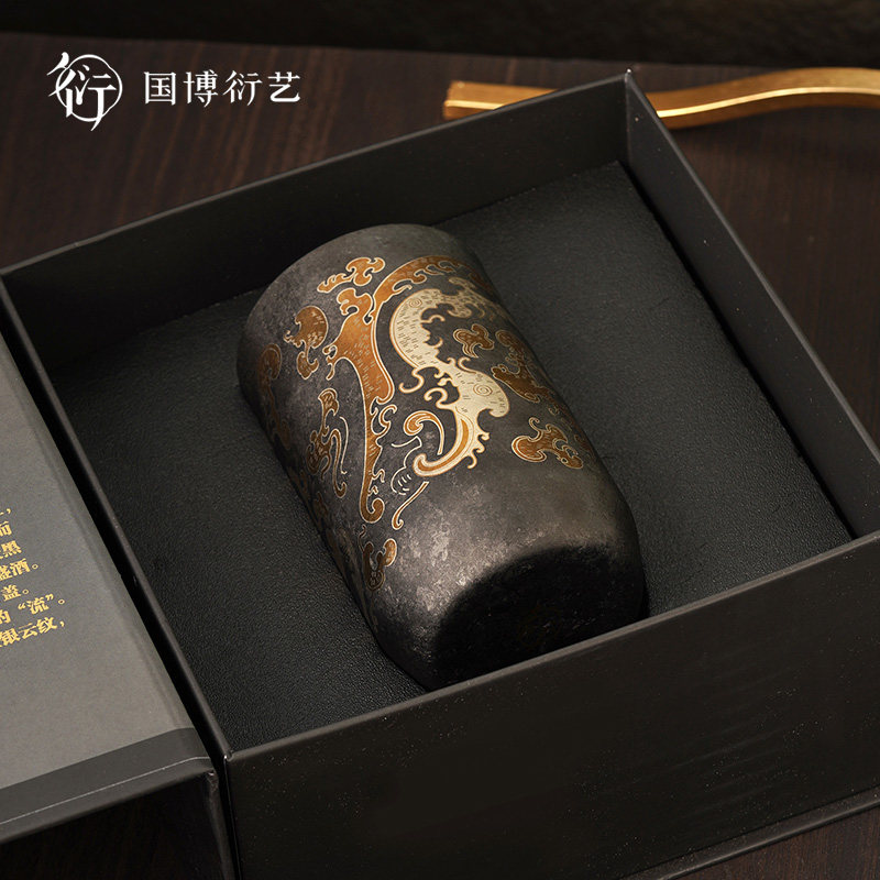 中国国家博物馆错金银云纹青铜犀尊钛杯高级水杯礼盒男生七夕礼物