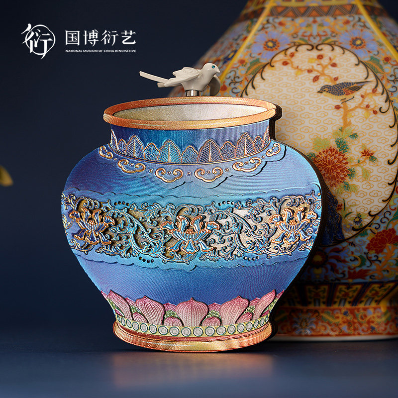 中国国家博物馆新品海晏河清木质亮灯流沙冰箱贴博物馆文创礼物