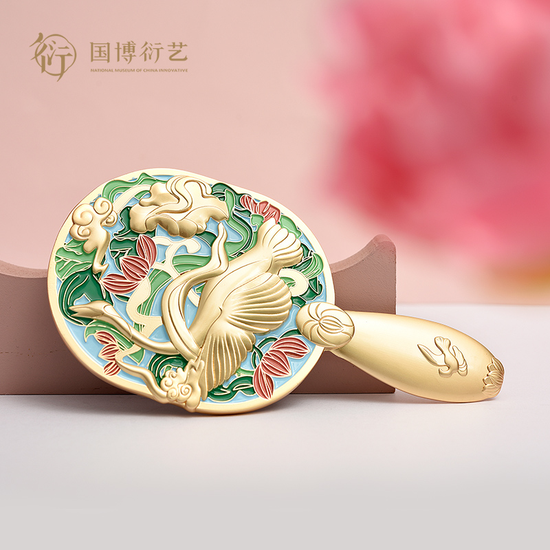 中国国家博物馆鹅穿莲春水图手持化妆镜便携随身古风女生生日礼物-图0