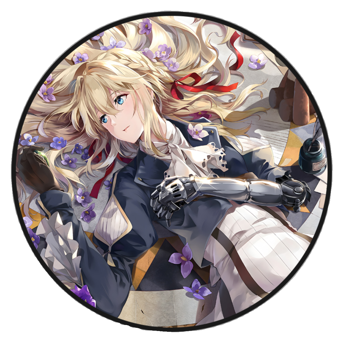 紫罗兰永恒花园动漫周边地垫房间卧室床边毯电脑椅防滑圆形地垫,淘宝优惠券,粉丝福利购,淘宝优惠卷