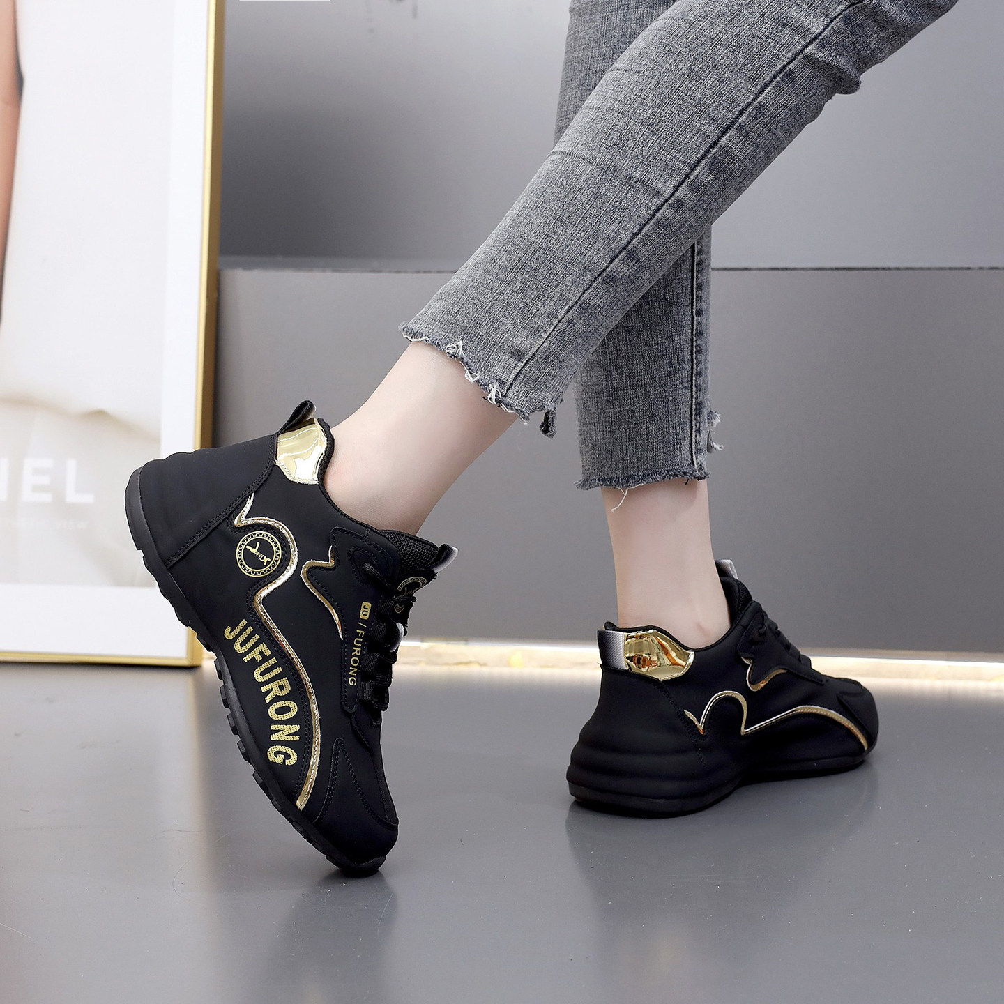 男女同款阿帕奇帕拉鞋2025秋冬季新款休闲运动鞋情侣款皮蓬老爹鞋 - 图1