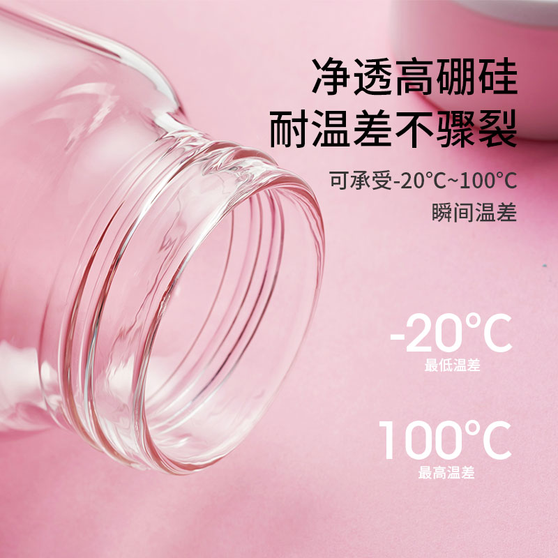 unibott水杯女新款2024简约杯子玻璃杯高颜值耐高温随手杯果汁杯 - 图1