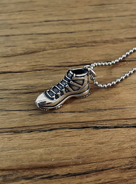 情侣925银复古AJ11鞋模吊坠项链