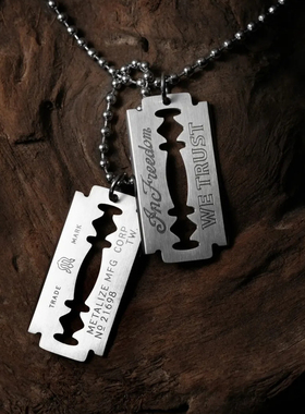 Metalize不锈钢圆珠链双刀片项链