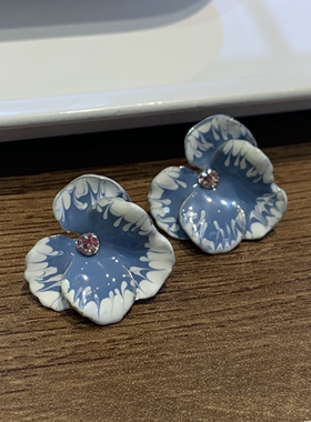 晕染小众耳饰微镶水钻复古