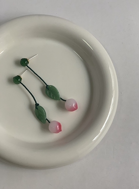 新中式竹节仿玉石耳坠复古文艺