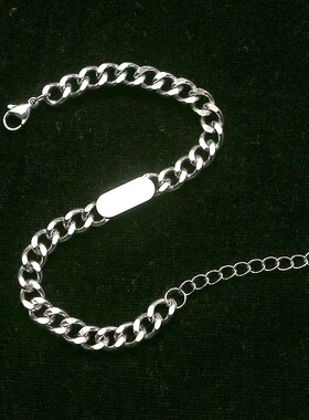 古巴手链男潮小众设计高级感钛钢男生嘻哈酷简单大方男士饰品刻字
