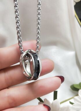 太钢双环项链男女款情侣毛衣链