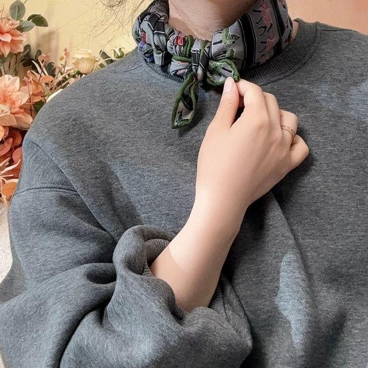 高级感丝巾女小围巾女春秋季棉麻手感脖子围脖小方巾新款日系优雅