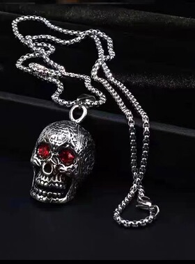 长款项链男个性骷髅头街舞百搭