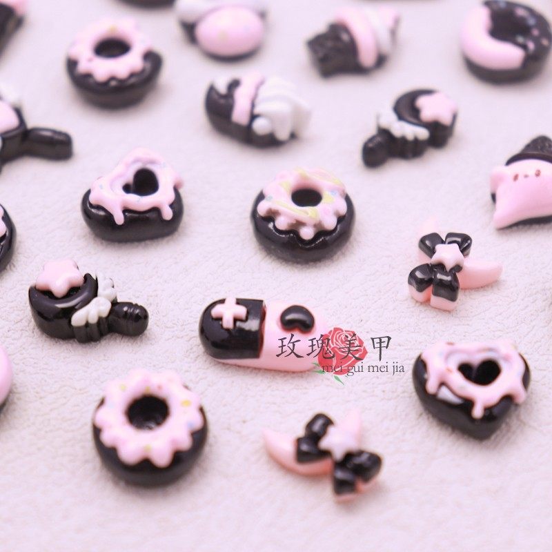 粉黑蛋糕仿真食玩美甲饰品高品穿戴甲钻饰卡砖配饰冰激凌指甲贴片,淘宝优惠券,粉丝福利购,淘宝优惠卷