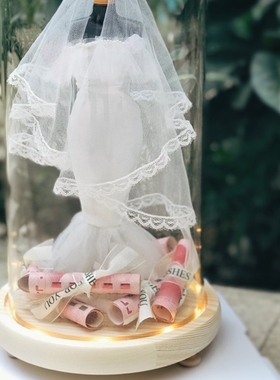 婚纱模型防尘玻璃罩带灯发光朋友