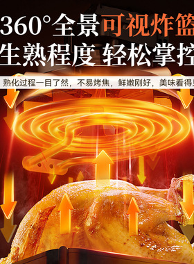 台湾专供110V新款空气炸锅家用大容量智能彩屏触控全景可视电烤箱