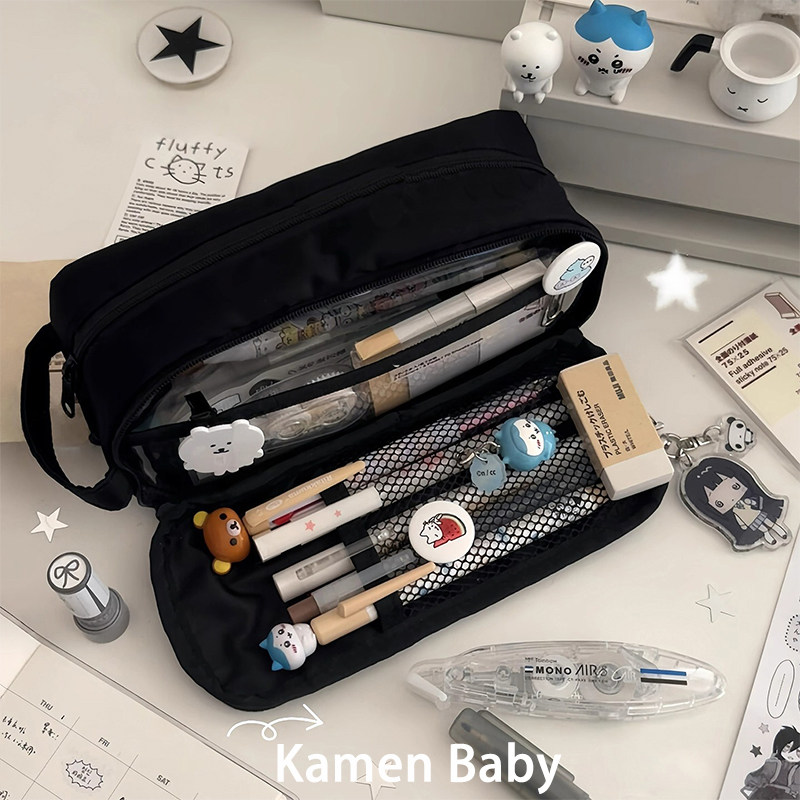 简约黑色笔袋大容量初中女生ins小众纯色文具盒收纳小学生铅笔盒,淘宝优惠券,粉丝福利购,淘宝优惠卷