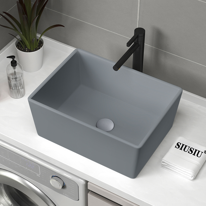 加深台上盆洗手盆灰色洗菜盆陶瓷洗脸盆阳台面盆洗衣池洗衣盆水槽