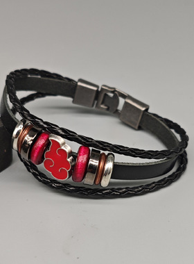 网红网红热销欧美编织朋克风皮革手链个性动漫周边pu手环串珠