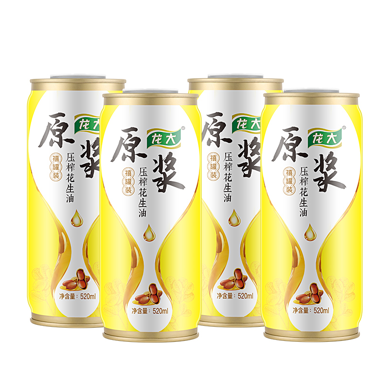 龙大原浆压榨花生油520ml*4铁桶装低温初榨龙大禧罐家用小罐油 - 图3