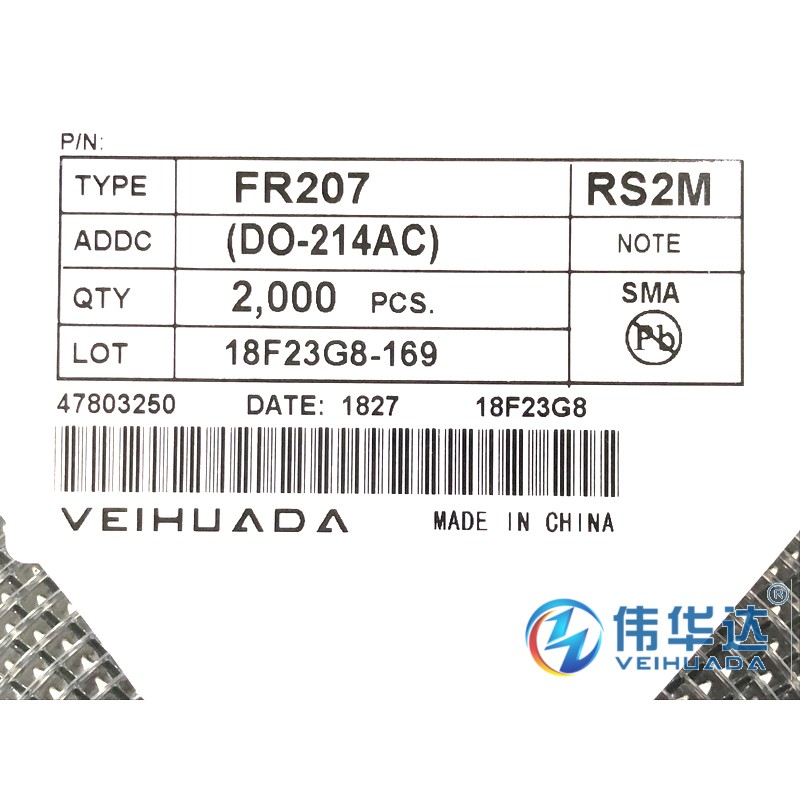 贴片快恢复二极管 RS2M FR207 SMA DO-214AC 2A/1000V 现货100只 - 图0