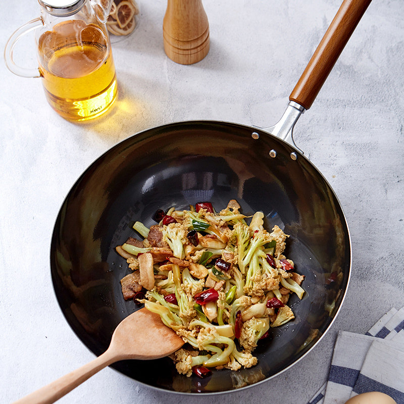 新款 苏宁极物 燕三条精铁炒锅日本制造家用电磁炉燃气灶铁锅