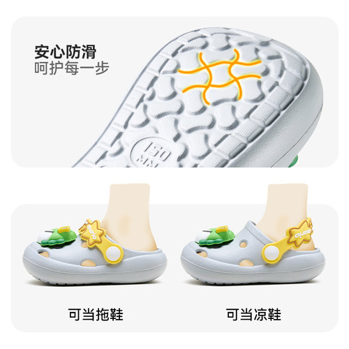 幸福玛丽儿童拖鞋夏季男童洞洞鞋防滑室内洗澡幼儿凉拖宝宝沙滩鞋 - 图1