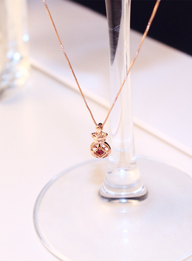 超仙女韩版简约钱袋吊坠清新项链