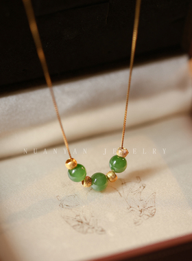 天然和田玉碧玉锁骨链项链