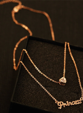 森系超仙网红女项链字母桃心短款