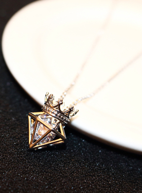 小众设计感网皇冠抖音水晶女吊坠