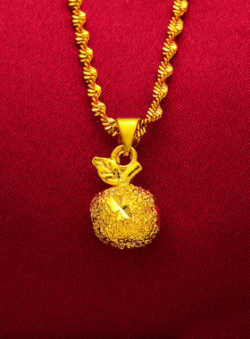 黄铜镀金苹果吊坠 越南沙金水波纹项链微商爆款