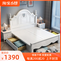 Solid wood Childrens bed Boy minimalist modern girl Princess bed American teenagers Single beds Children storage Childrens beds
