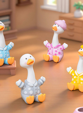 微景观手工卡通小鸭树脂桌面摆件