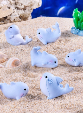 微景观创意可爱鲨鱼摆件桌面迷你装饰品车载动物摆设手工鱼缸配饰