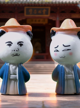 可爱熊猫表情卡通树脂人物摆件