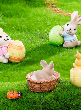 树脂摆件卡通微景观兔子动物桌面