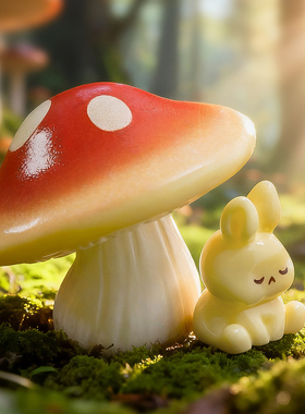 微景观手工树脂蘑菇兔子花盆摆件