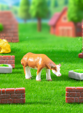 16款造景砖墙栅栏小牛动物摆件