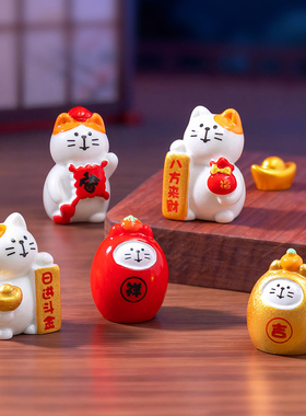 可爱树脂招财猫手工桌面动物摆件